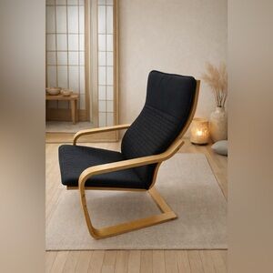 $134.47 POÄNG by Japanese Designer, Ikea, Armchair, Birch veneer/Knisa black